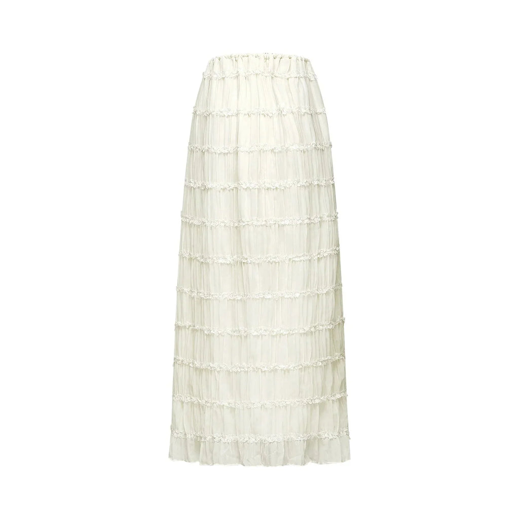 Alba Skirt & Top Set - Sleeveless Halterneck Open Back Pleated Ruffled Floor Length