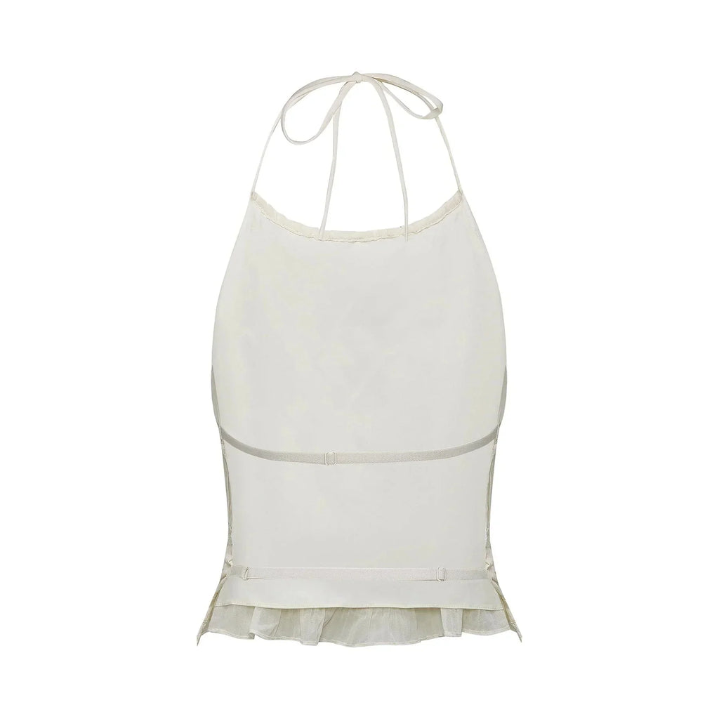Alba Skirt & Top Set - Sleeveless Halterneck Open Back Pleated Ruffled Floor Length