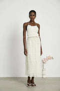 Alba Skirt & Top Set - Sleeveless Halterneck Open Back Pleated Ruffled Floor Length