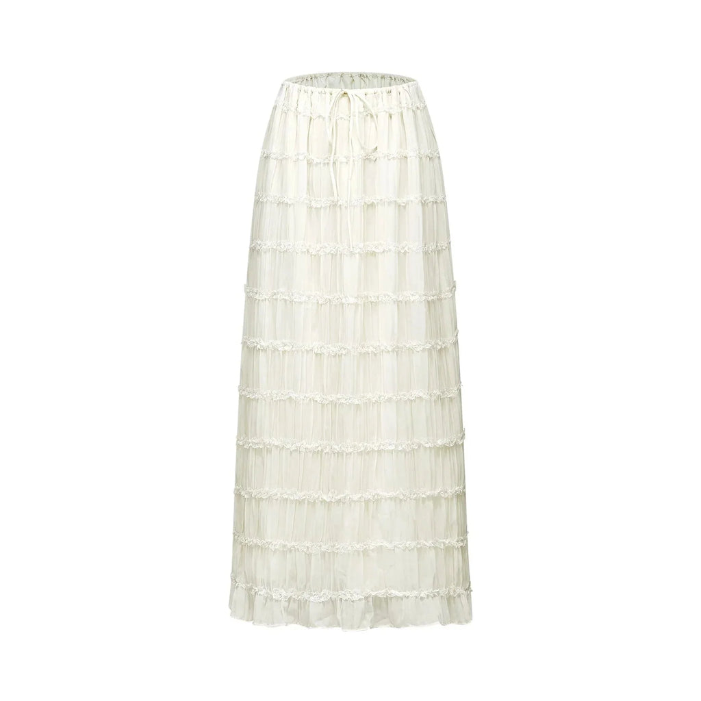 Alba Skirt & Top Set - Sleeveless Halterneck Open Back Pleated Ruffled Floor Length