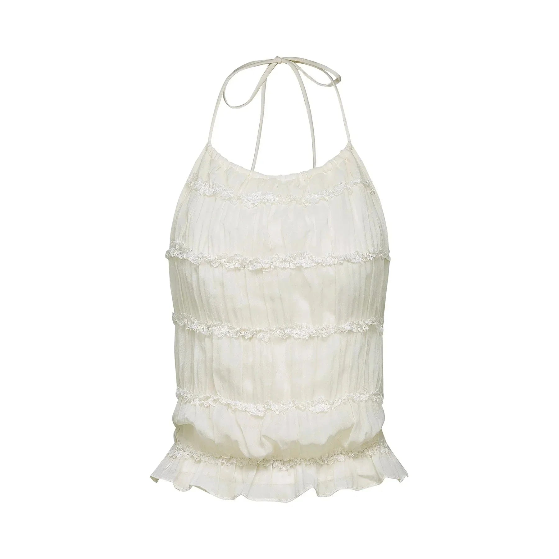 Alba Skirt & Top Set - Sleeveless Halterneck Open Back Pleated Ruffled Floor Length