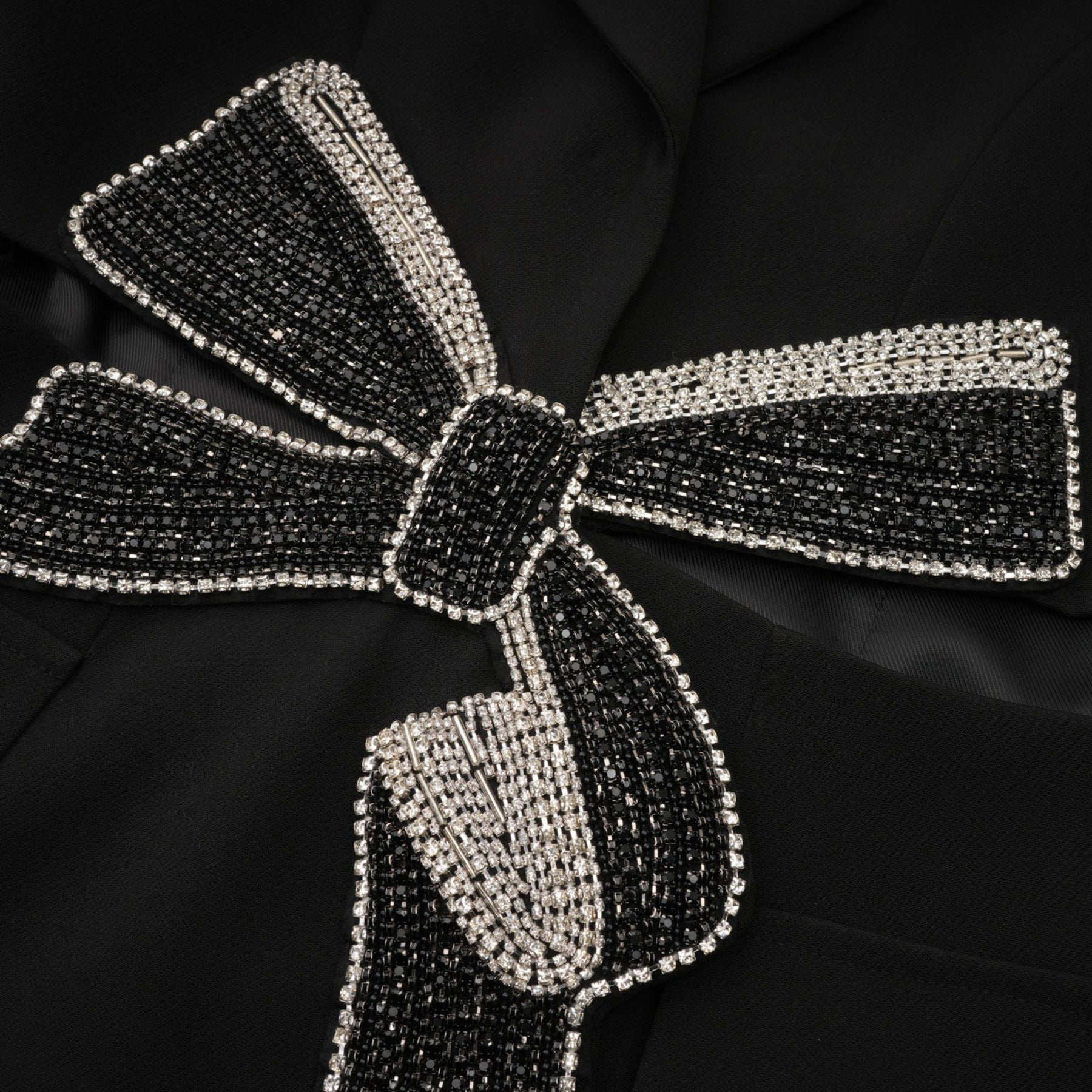 Alberta Blazer - Shoulder Pads - Cut - out Design - Crystal - Embellished Bow - Buttoned Cuffs