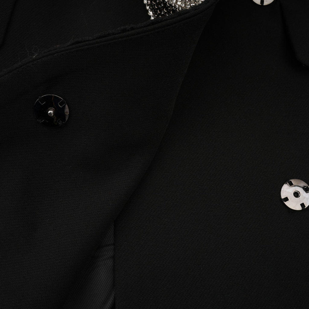 Alberta Blazer - Shoulder Pads - Cut - out Design - Crystal - Embellished Bow - Buttoned Cuffs