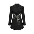 Alberta Blazer - Shoulder Pads - Cut - out Design - Crystal - Embellished Bow - Buttoned Cuffs