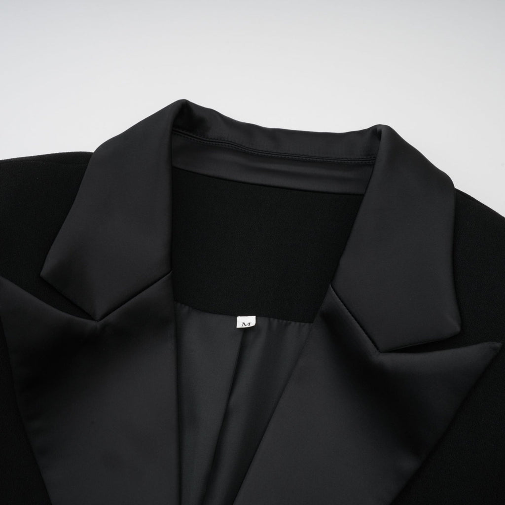 Alessandra Maxi Dress - Peak Lapels - Crystal Embellishment - Flared Hem - Front Button Fastening