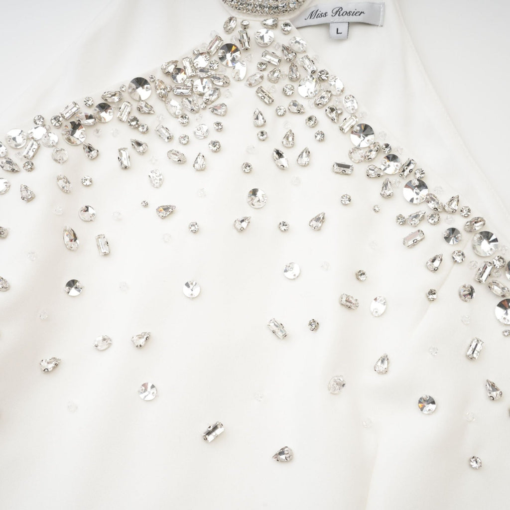 Alessandra Mini Dress - Collar Design - Sleeveless Style - Embellished Details - Zipper Closure