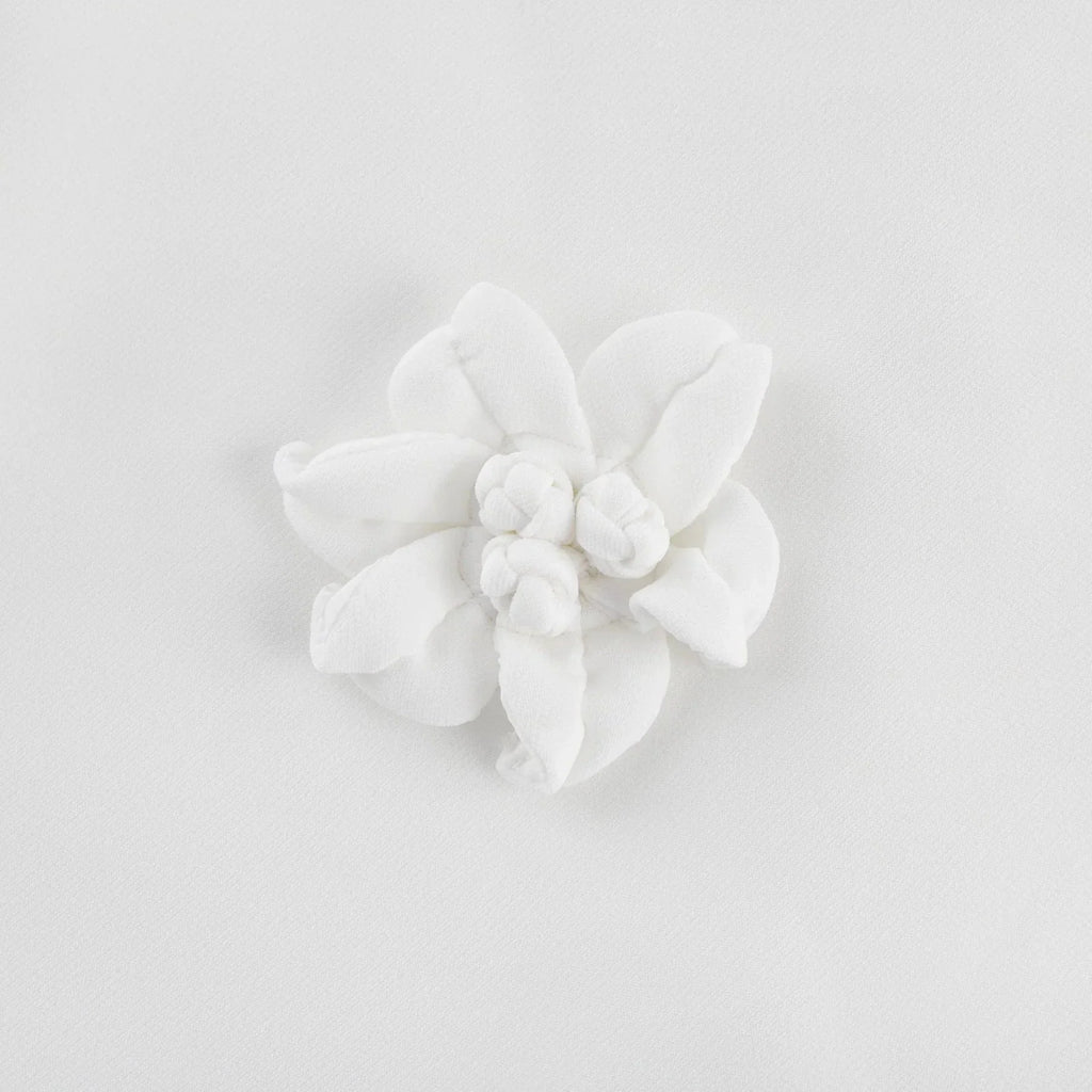 Alessandra White Mini Dress - Sleeveless Square Neck - Faux - Flower Embellishment - Flared Skirt - Rear Zip Fastening
