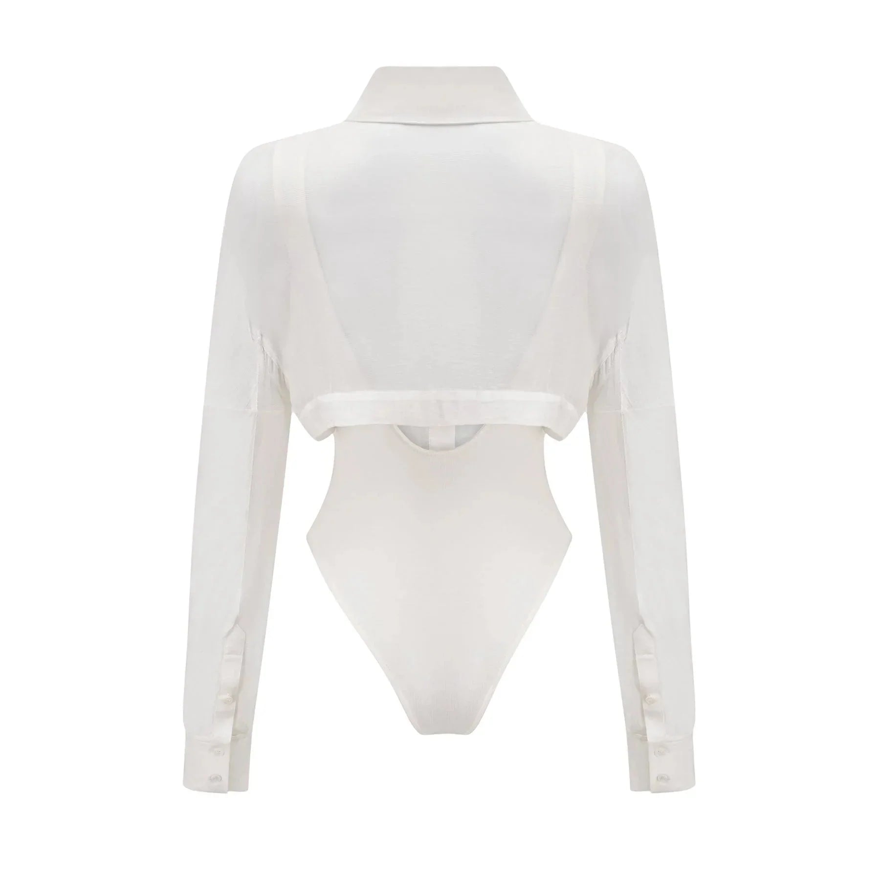 Alessia Bodysuit - Lapels - Long Sleeves - Scoop Back - Boned Design