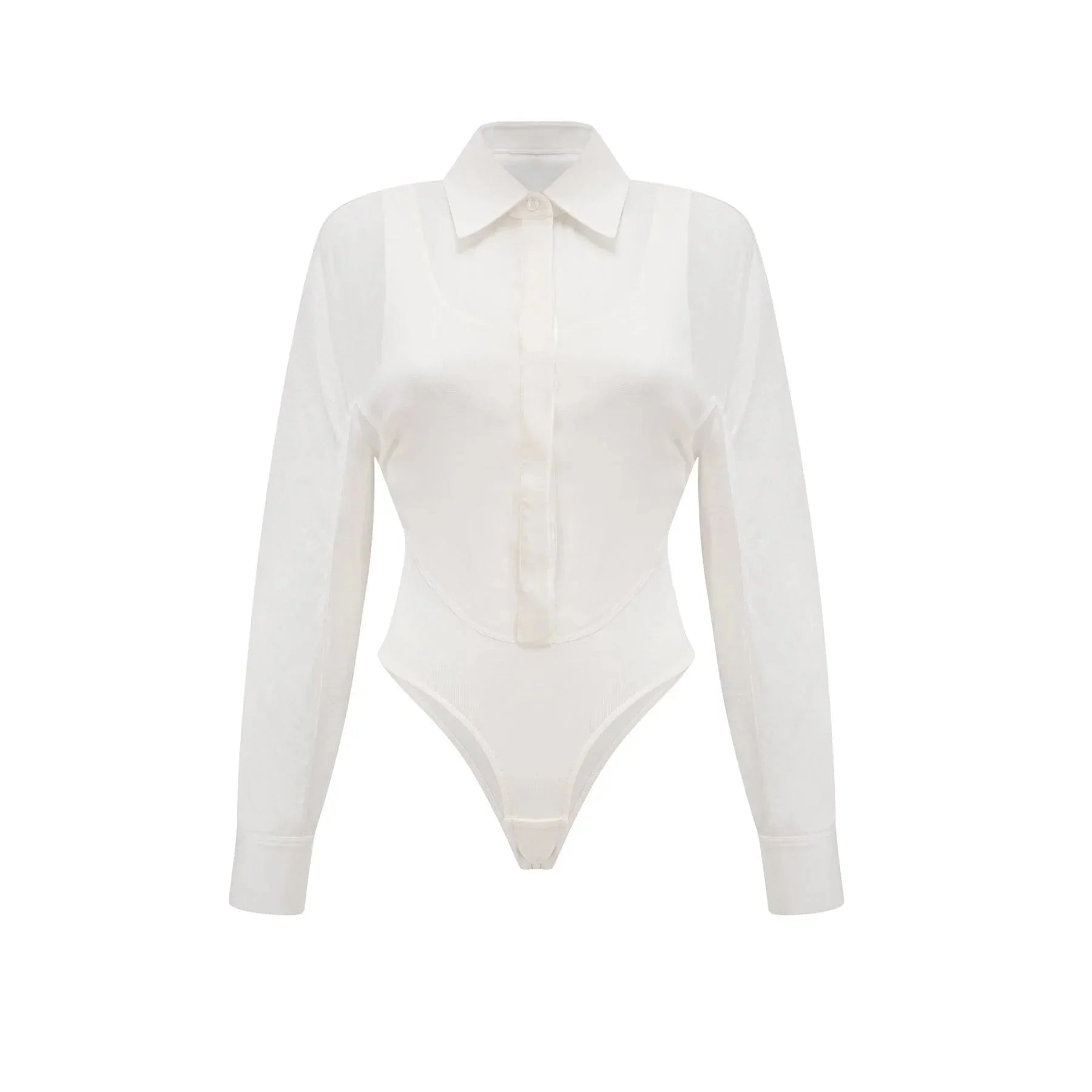 Alessia Bodysuit - Lapels - Long Sleeves - Scoop Back - Boned Design