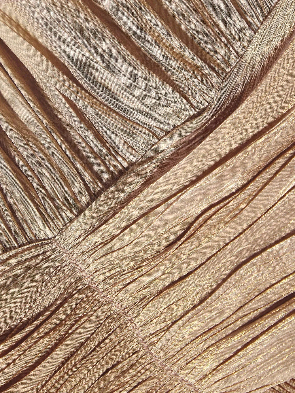 This stunning golden-brown dress features a flattering fit with elegant pleats that create a graceful drape, perfect for any.