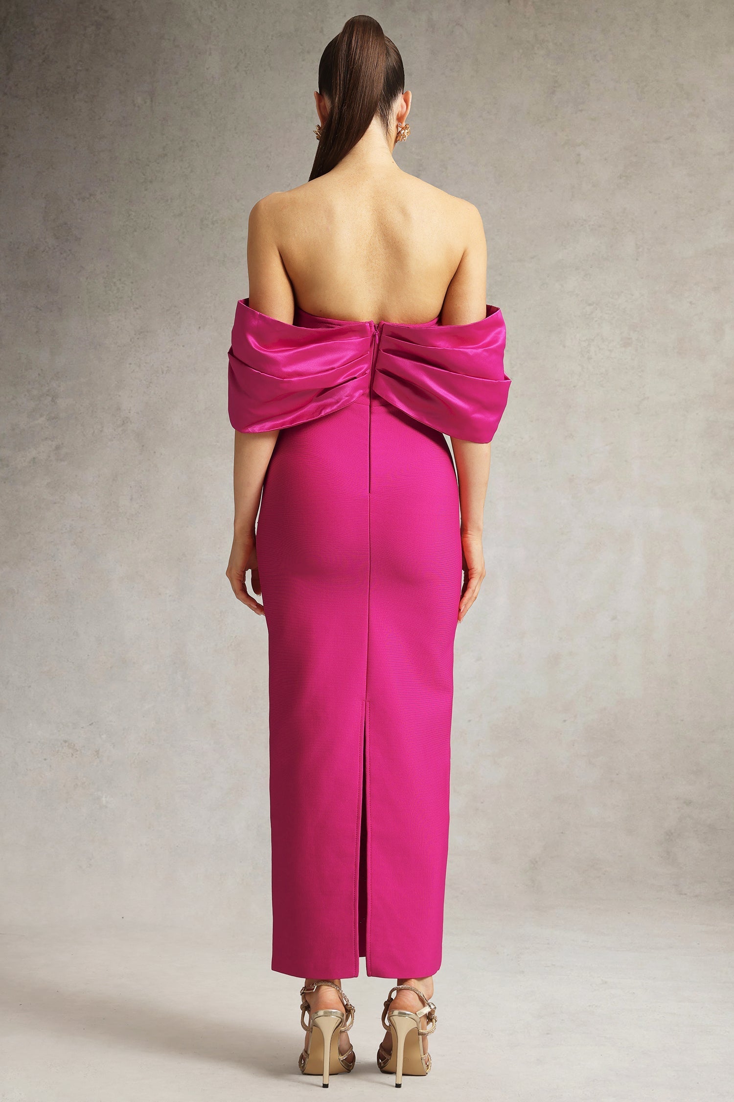 Alexa Pink Rhinestone Off-Shoulder Bodycon Dress