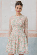 Alexandra Mini Dress - Floral - Long Sleeves - Cinched Waist - Flounce Hem