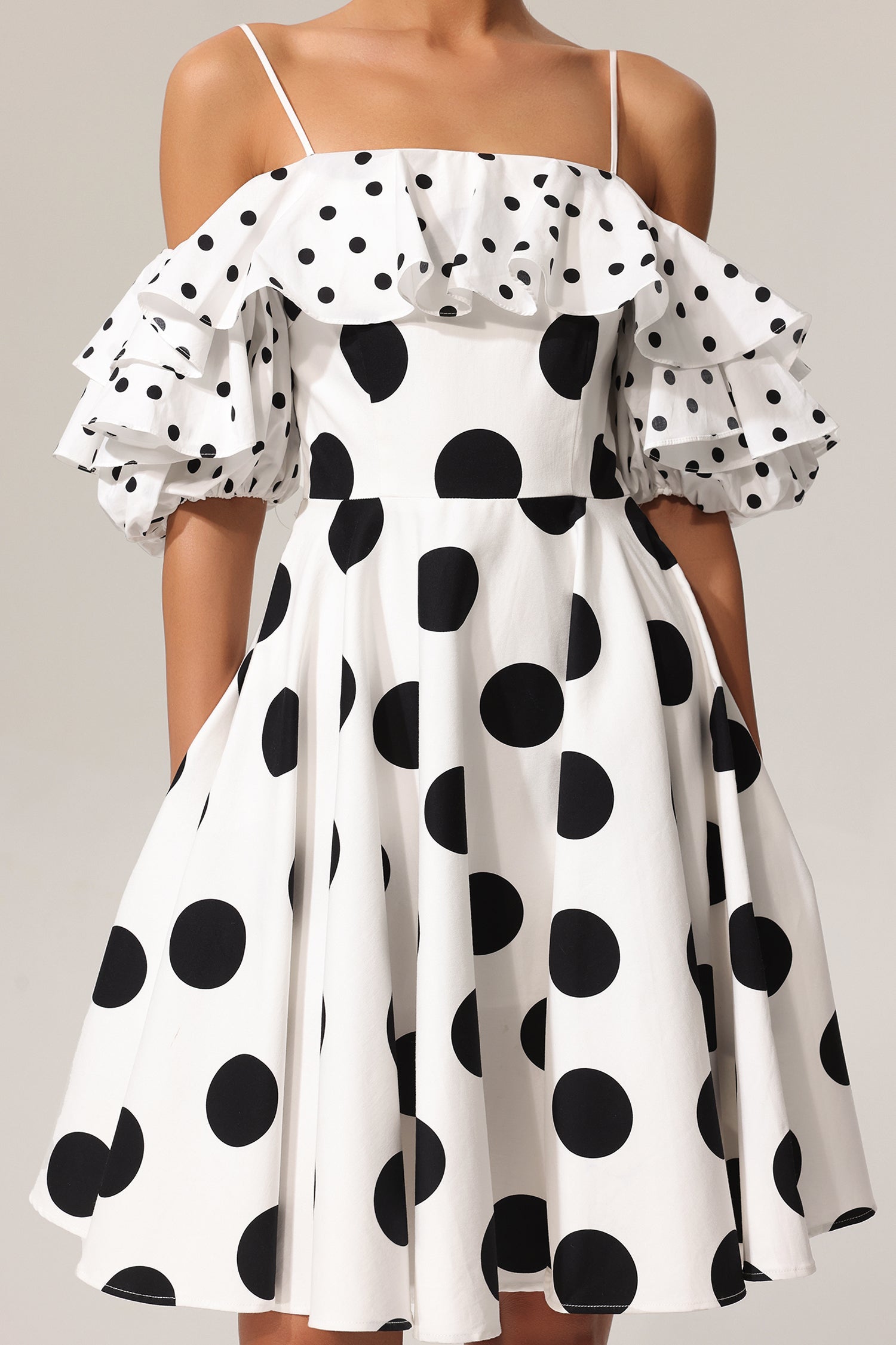 Alexis White Polka Dot Flounce Mini Dress