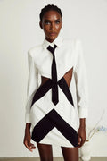 Alexis Mini Dress Cut - out White & Black