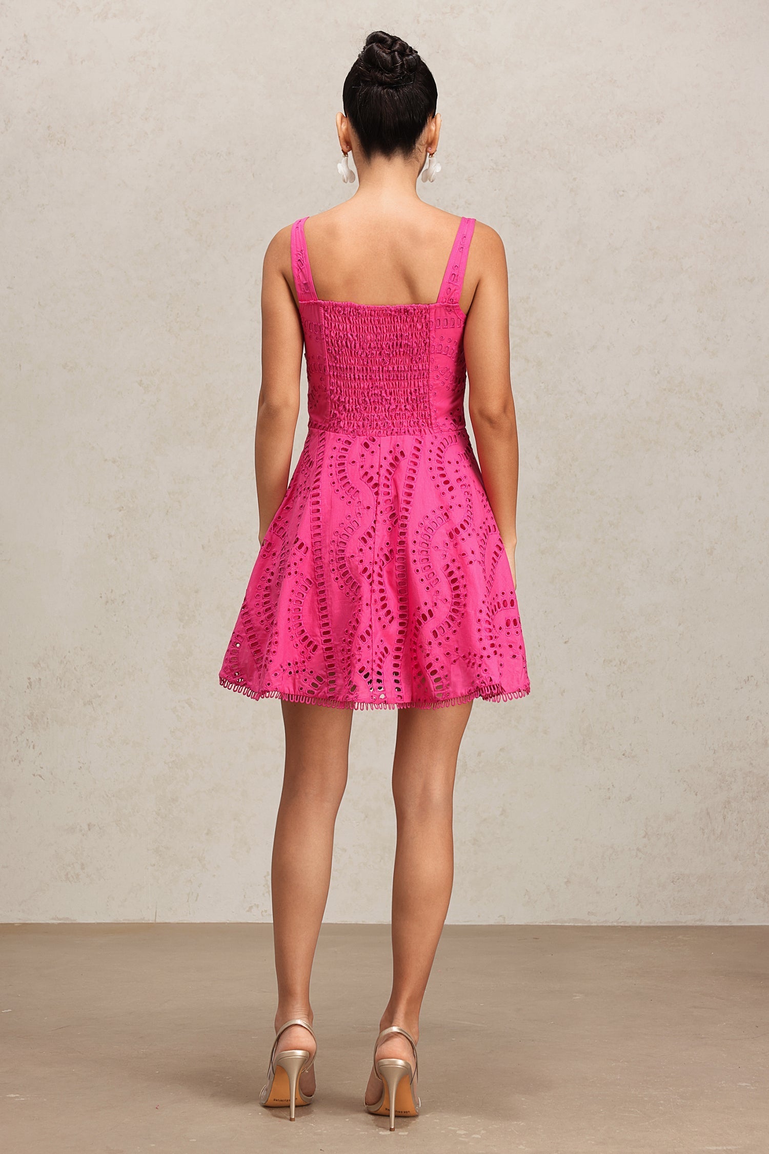 Alfreda Pink Lace Halter Mini Dress