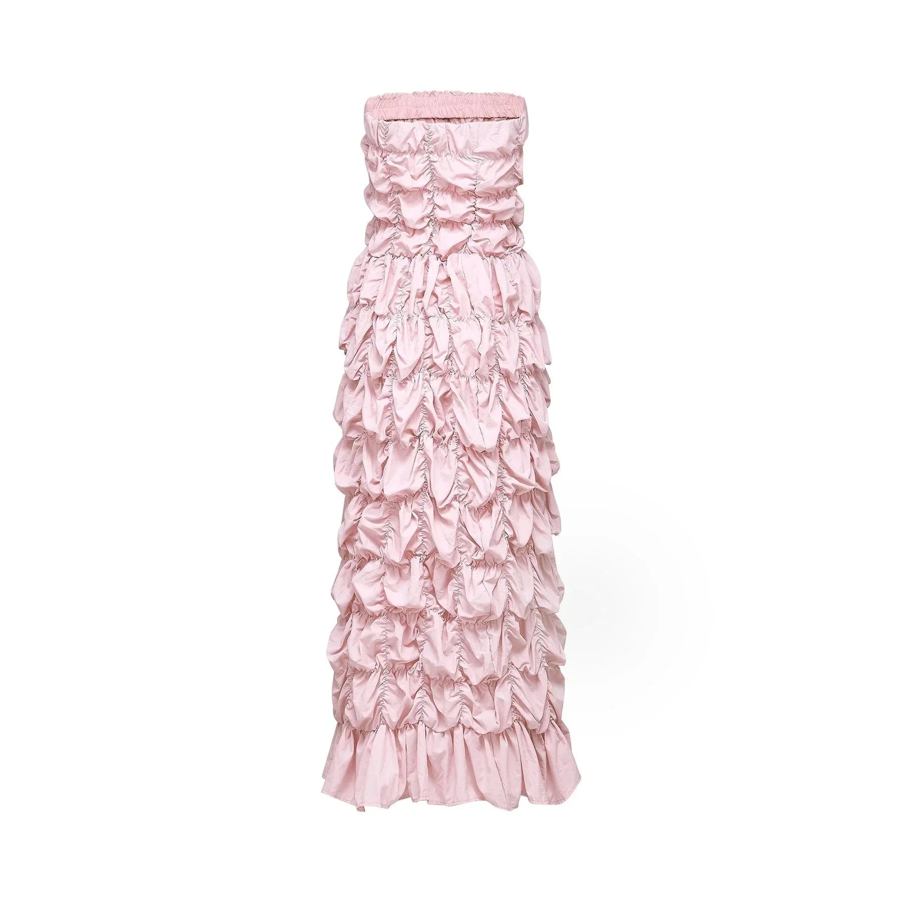 Alice Midi Dress - Off the Shoulder Style - Pleated Design - Flounce Hem - Puff Sleeves