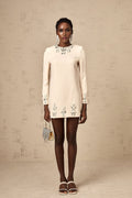 Alice Mini Dress – Round Neck – Long Sleeves – Crystal Embellishment