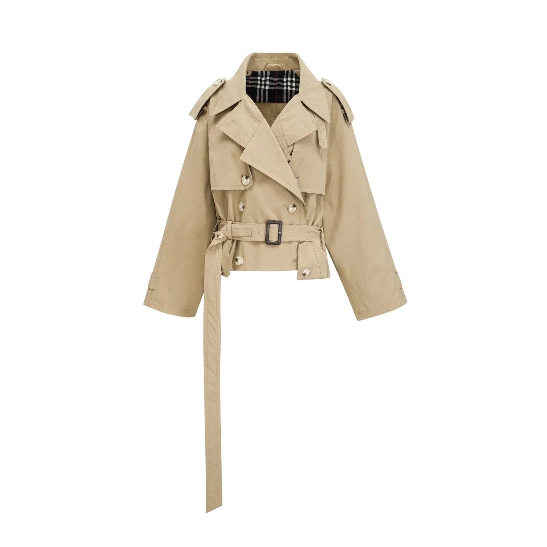 Alice Trench Coat - Classic Lapels - Belted Waist - Extra Long Sleeves - Buttoned Cuffs