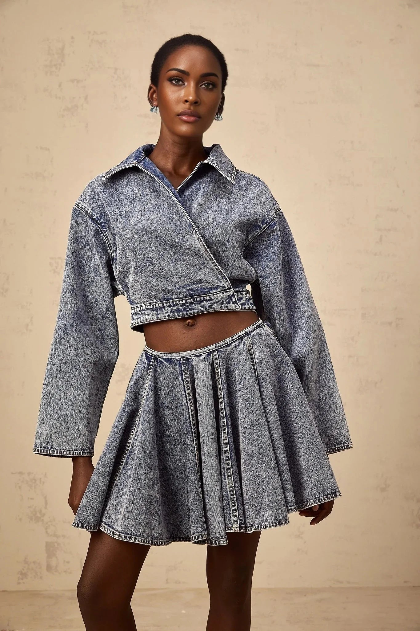 Alina Denim Jacket Blue Asymmetrical Cropped