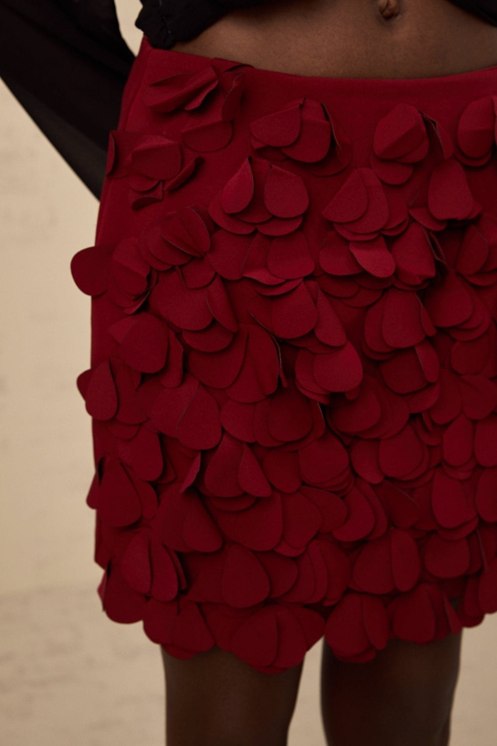 Alina Skirt - 3D Petal Motif - Floral Embellishments - A - Line Silhouette - Rear Zipper - Cocktail & Party Wear