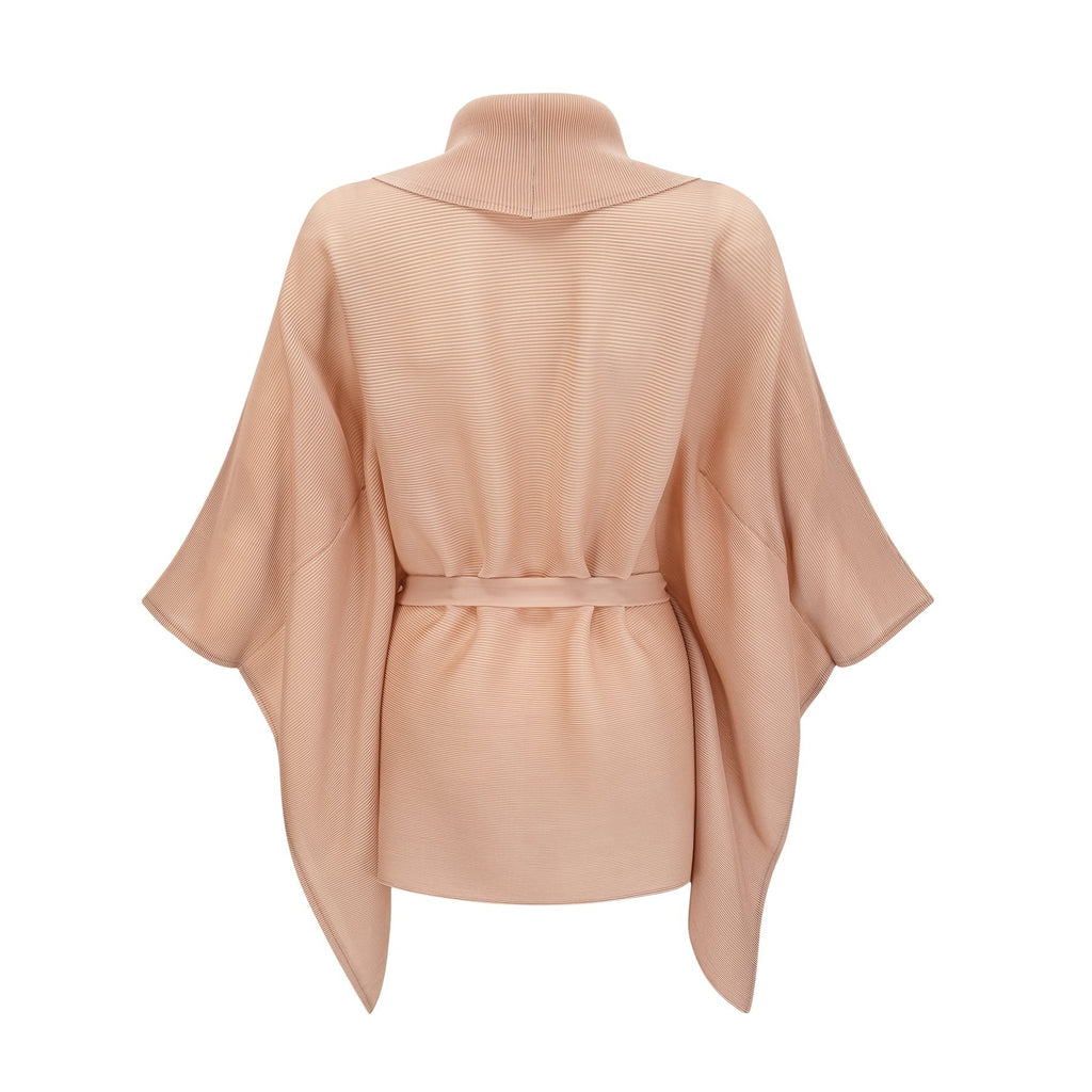 Alina Skirt & Top Set - V - neck Top - Long Slit Sleeves - Tied Waist - Maxi Length Skirt