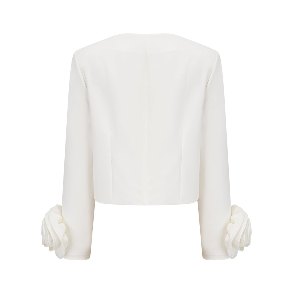 Alina Top & Skirt Set - Elegant 3D Petal Detailing - Flattering Flared Silhouette - Chic Midi Length - Stylish Rear Zip Fastening