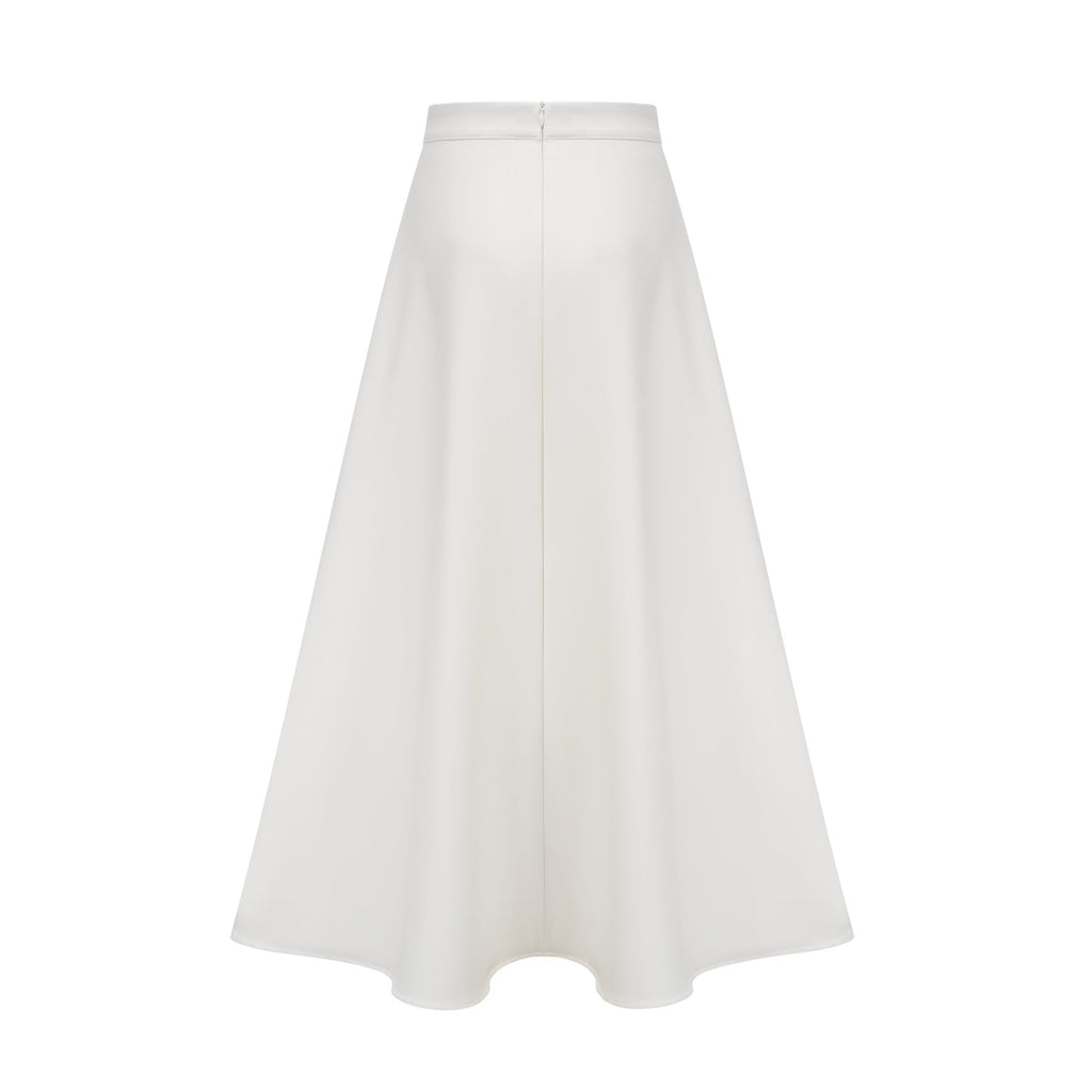 Alina Top & Skirt Set - Elegant 3D Petal Detailing - Flattering Flared Silhouette - Chic Midi Length - Stylish Rear Zip Fastening