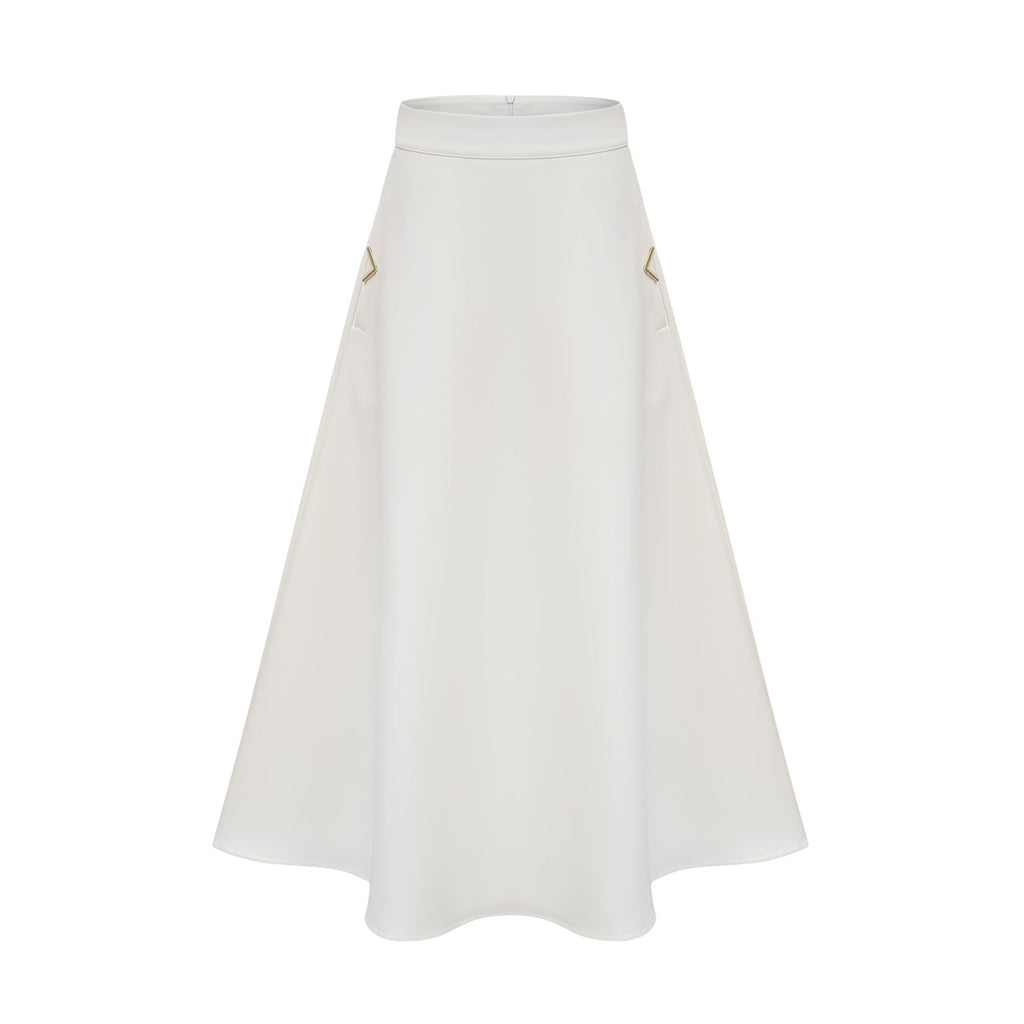 Alina Top & Skirt Set - Elegant 3D Petal Detailing - Flattering Flared Silhouette - Chic Midi Length - Stylish Rear Zip Fastening