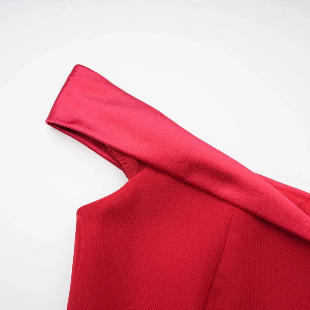 Allison Mini Dress - Strapless - Off the Shoulder - Fitted Waistline - Flared Skirt - Rear Zip Fastening