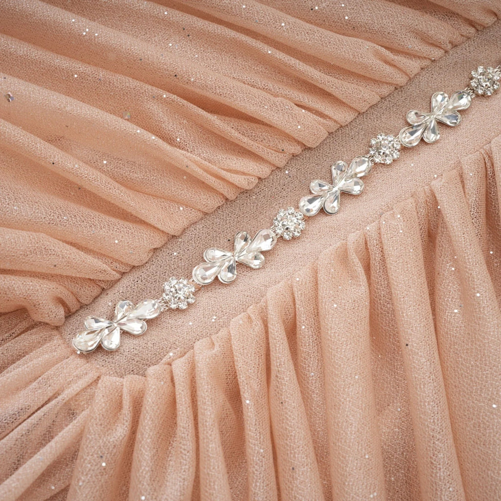 Alyson Mini Dress - Sleeveless - Crystal Embellishment - Ruched Detailing - Flared Skirt - Rear Zip Fastening