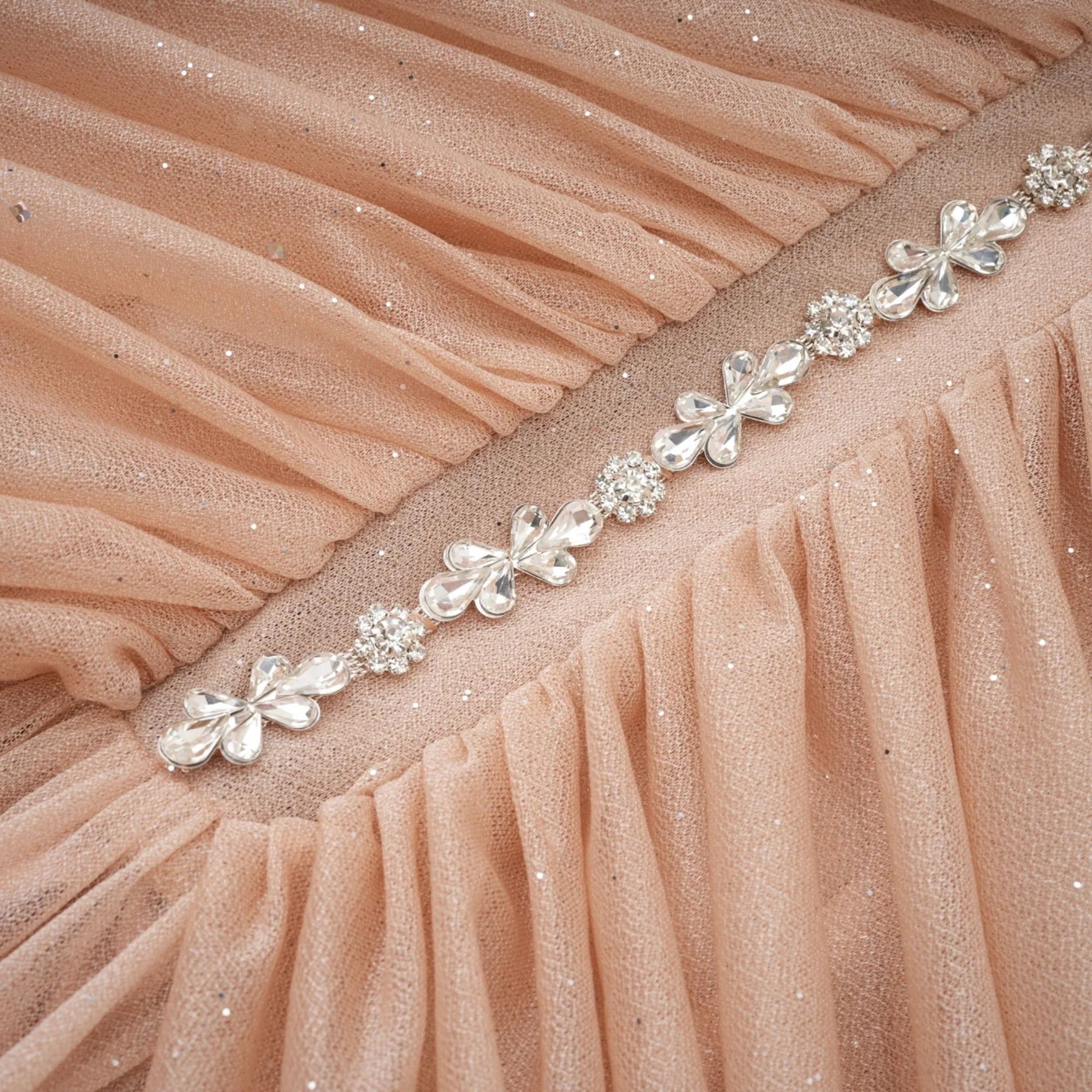 Alyson Mini Dress - Sleeveless - Crystal Embellishment - Ruched Detailing - Flared Skirt - Rear Zip Fastening