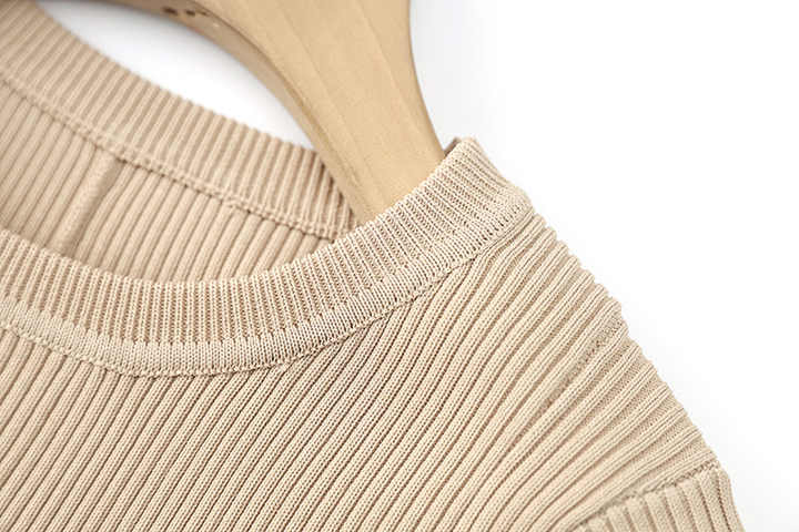 Amabile Dress - Fitted Silhouette - Midi Length - Ribbed Texture - Decorative Button Detail - Versatile Styling