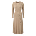 Amabile Dress - Fitted Silhouette - Midi Length - Ribbed Texture - Decorative Button Detail - Versatile Styling