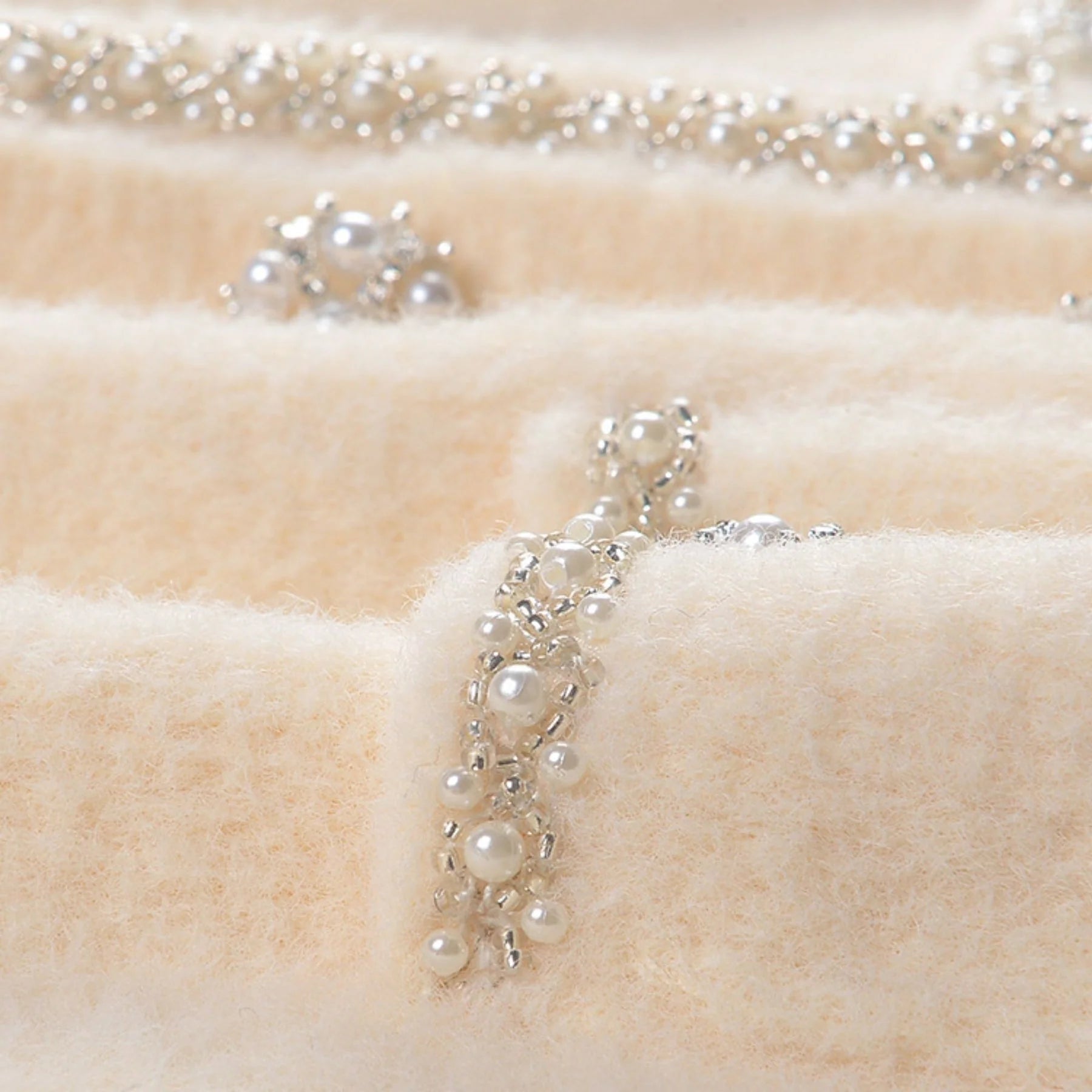 Amabile Jacket & Skirt Set - Elegant Faux - Pearl Embellishment - Stretch - Jersey Fabric - Front Button Fastening - Midi Length