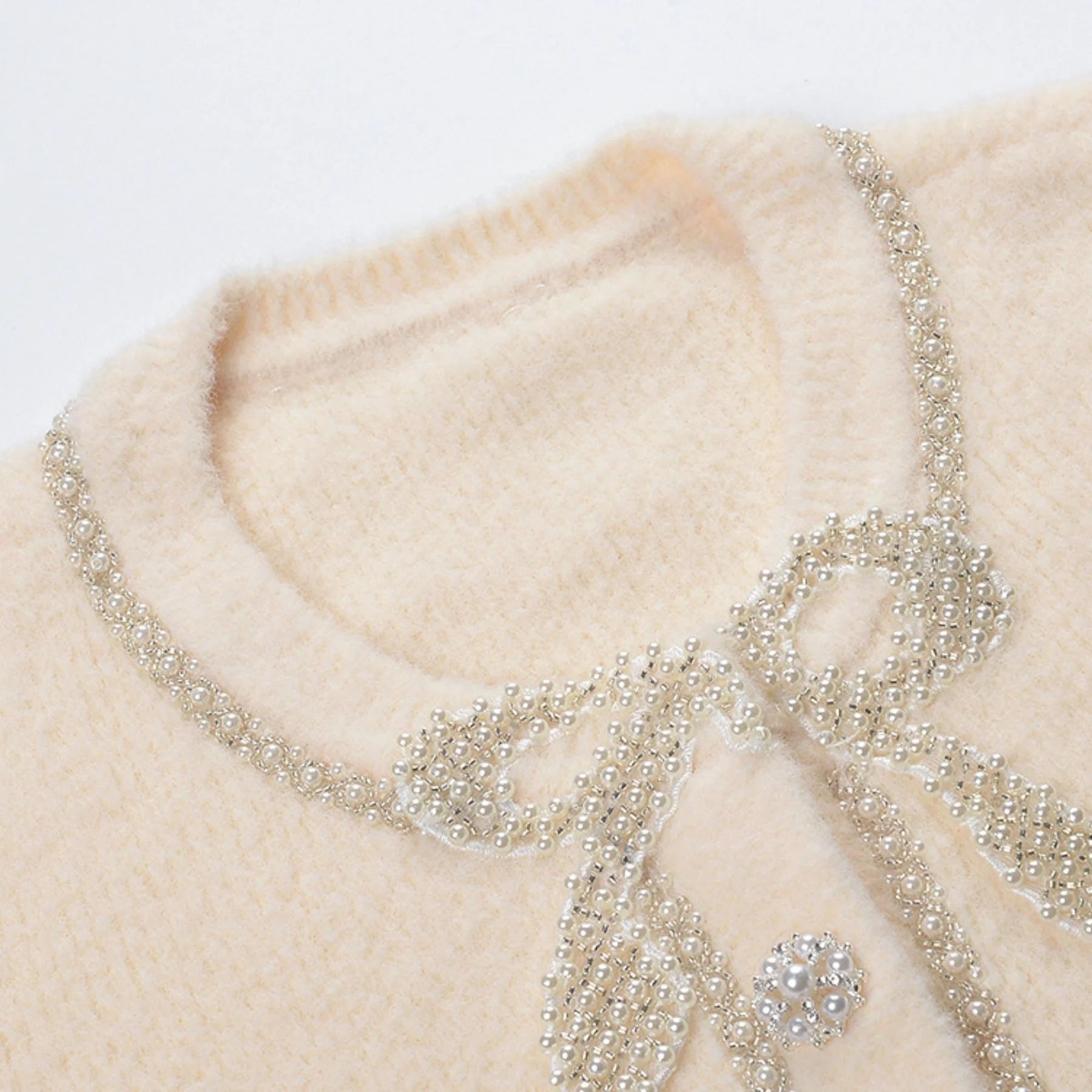 Amabile Jacket & Skirt Set - Elegant Faux - Pearl Embellishment - Stretch - Jersey Fabric - Front Button Fastening - Midi Length
