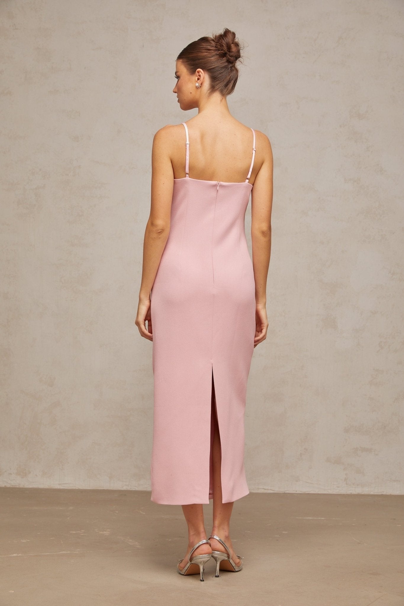 Amabile Midi Dress - Sweetheart Neckline - Corset Bodice - Ruched Detailing - Crystal Embellishments