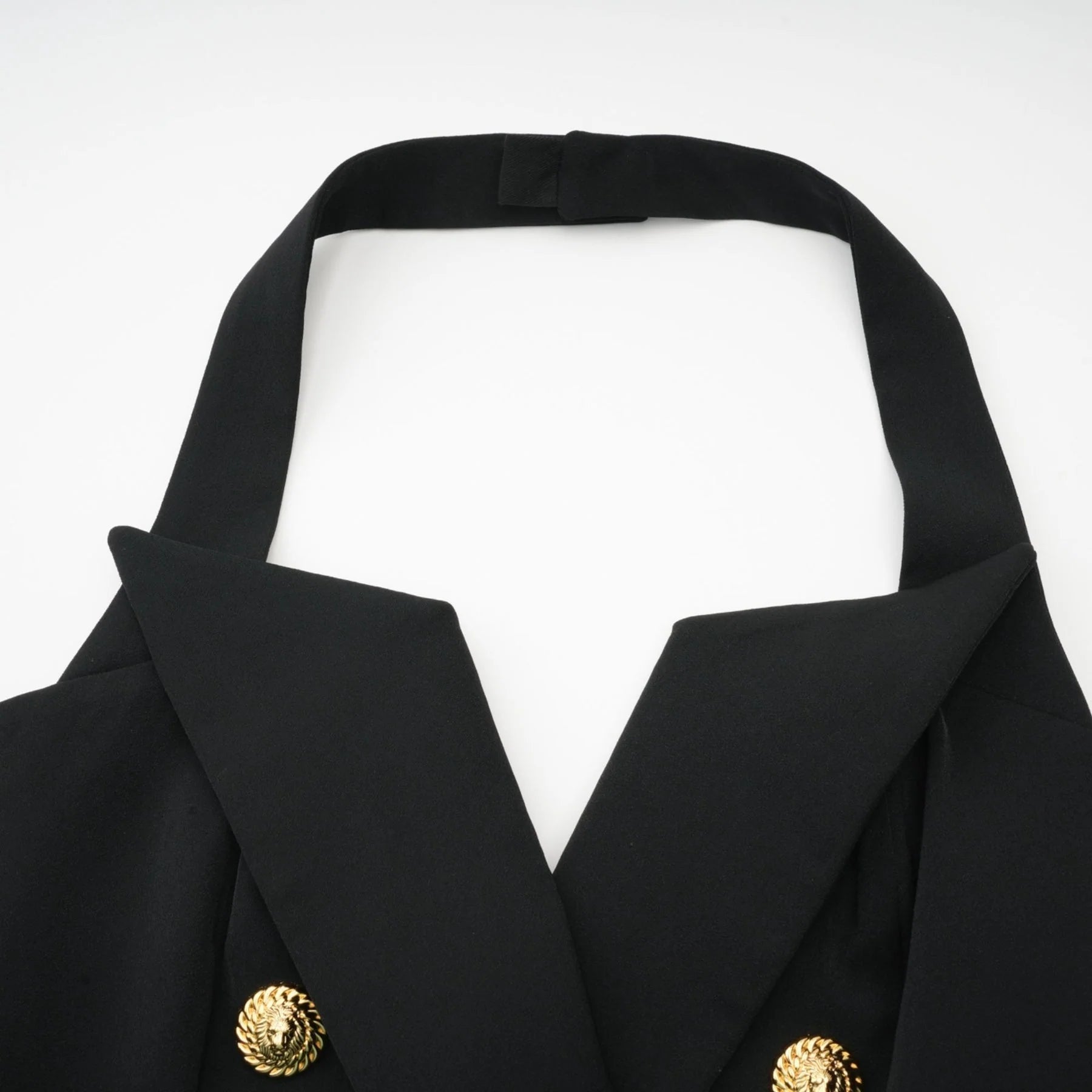 Amabile Top - Double - Breasted - halter neck - Embossed Gold Buttons - Viscose