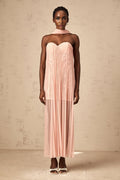 Amalia Maxi Dress - Off - Shoulder Pleated Tulle - Sweetheart Neck - Ribbon Design
