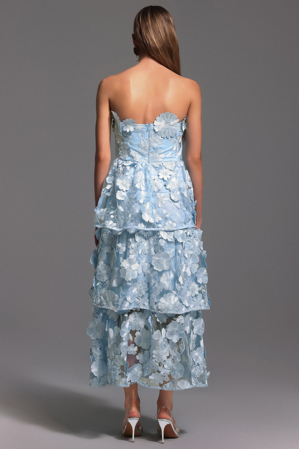 Amari Blue Lace Maxi Dress for Weddings and Garden Parties