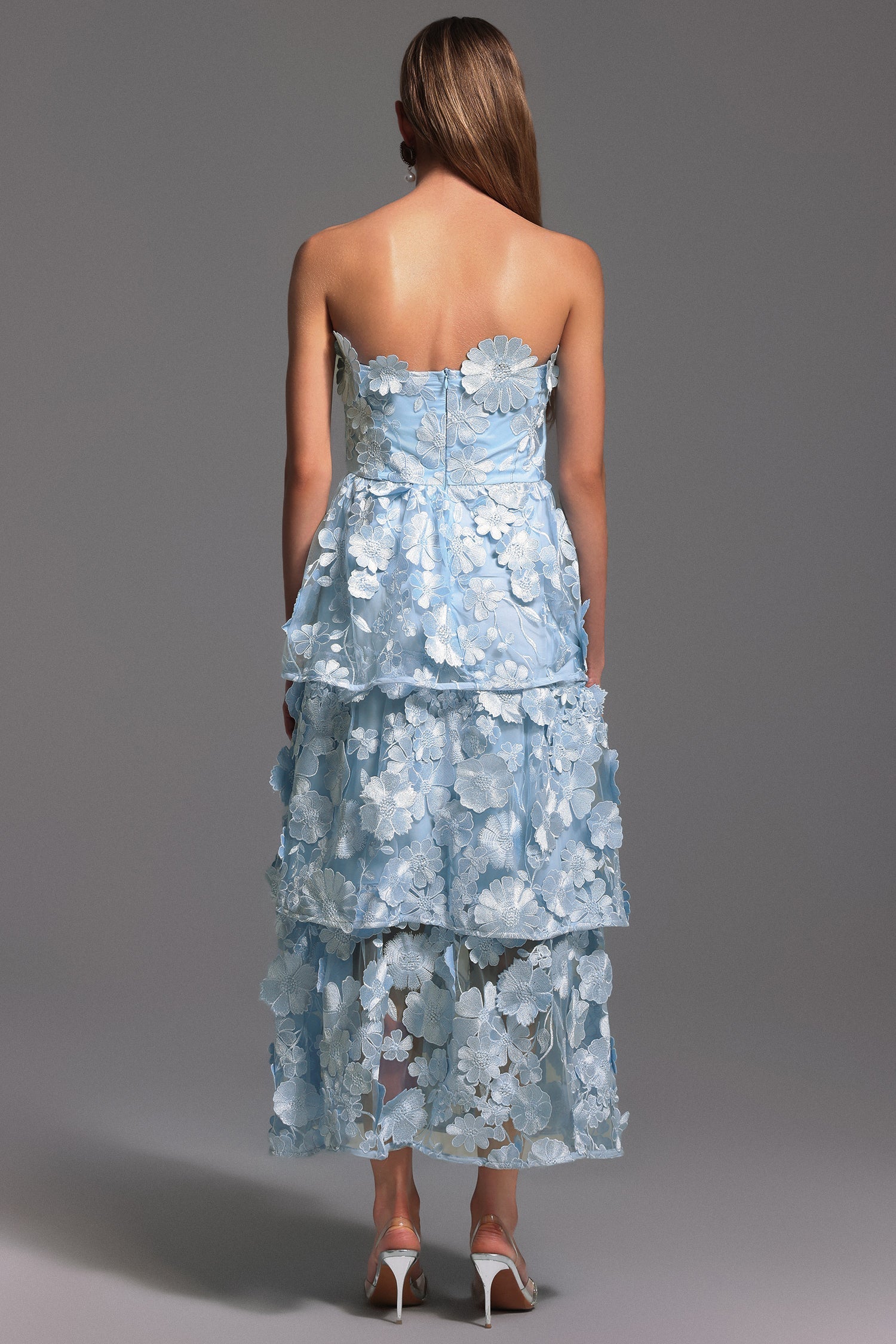 Amari Blue Lace Maxi Dress for Weddings and Garden Parties