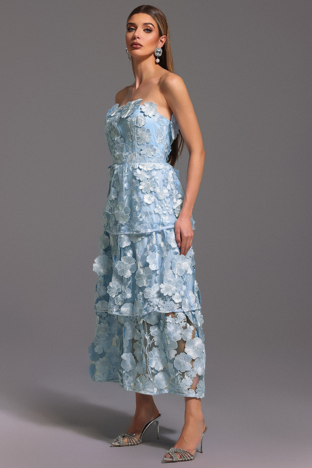 Amari Blue Lace Maxi Dress for Special Occasions