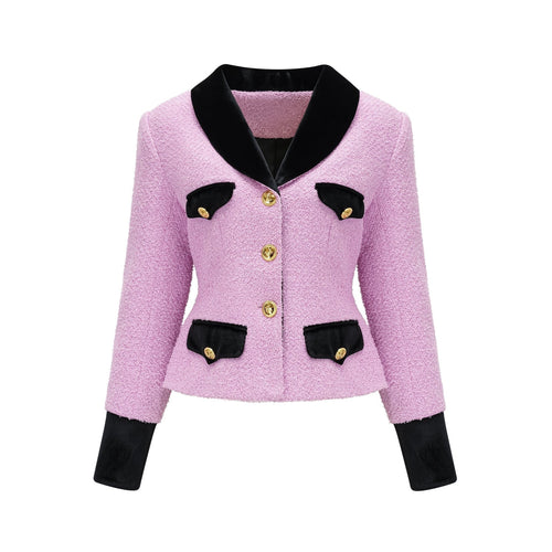 Amber Blazer & Skirt - V Neck Design - Front Button Embellishments - Cinched Waist - Rear Zip Fastening
