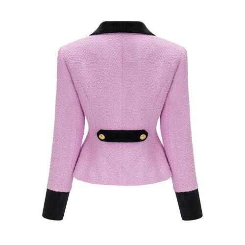 Amber Blazer & Skirt - V Neck Design - Front Button Embellishments - Cinched Waist - Rear Zip Fastening