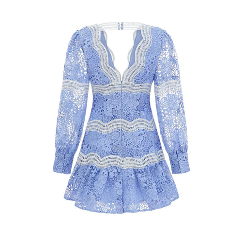 Ambra Floral Midi Dress - V - Neck Long Sleeves - Open - Back Detail - Whimsical Flounce Hem - A - Line Silhouette