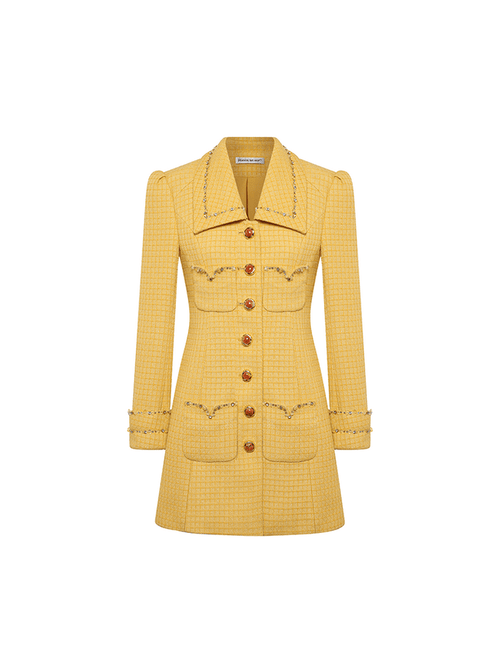 Ambrogina Coat - Fitted Silhouette - Mid - Thigh Length - Durable And Comfortable Fabric - Vibrant Tweed Design - Premium Quality - Modern Look