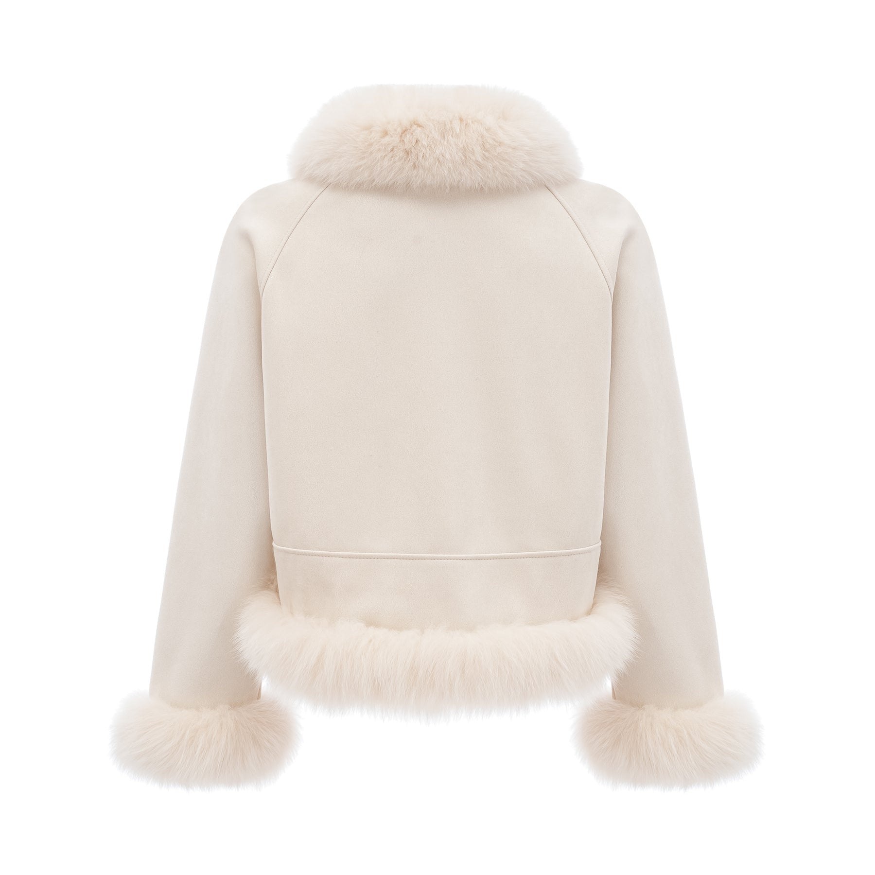 Amelia Coat - Lapel and Tied Neck - Raglan Sleeves - Padded Style - Cropped Length
