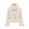 Amelia Coat - Lapel and Tied Neck - Raglan Sleeves - Padded Style - Cropped Length