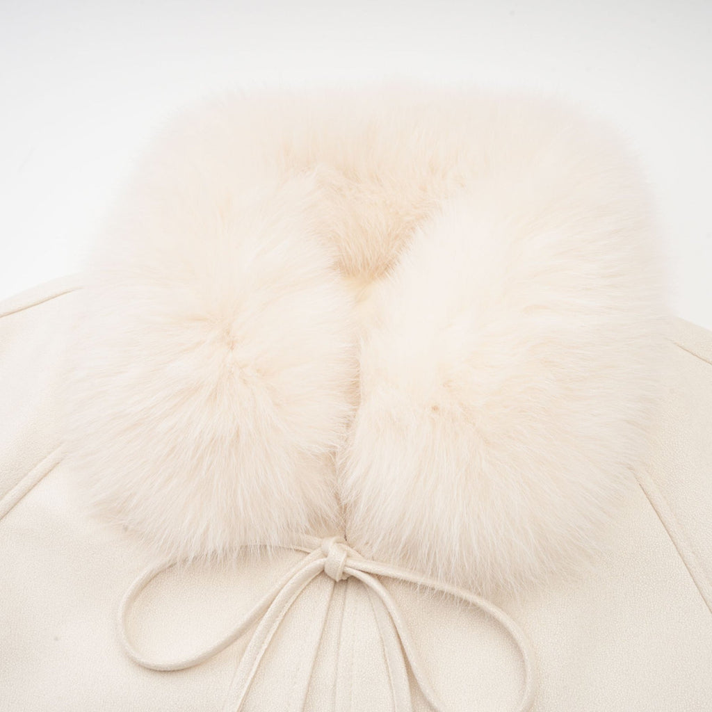 Amelia Coat - Lapel and Tied Neck - Raglan Sleeves - Padded Style - Cropped Length