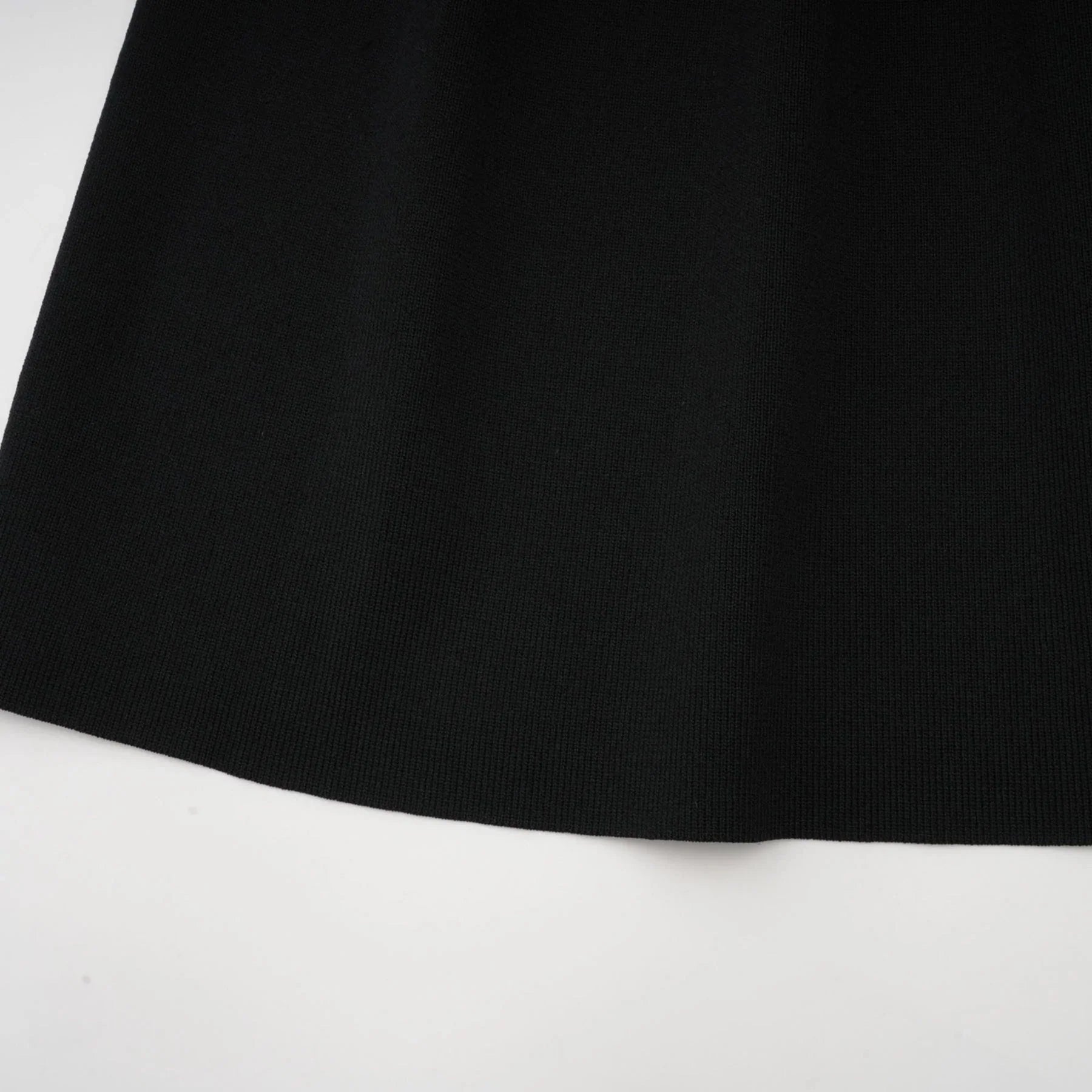 Amelia Midi Dress - Spread Collar - Long Sleeves - Ribbed Knit - Ruffle Details
