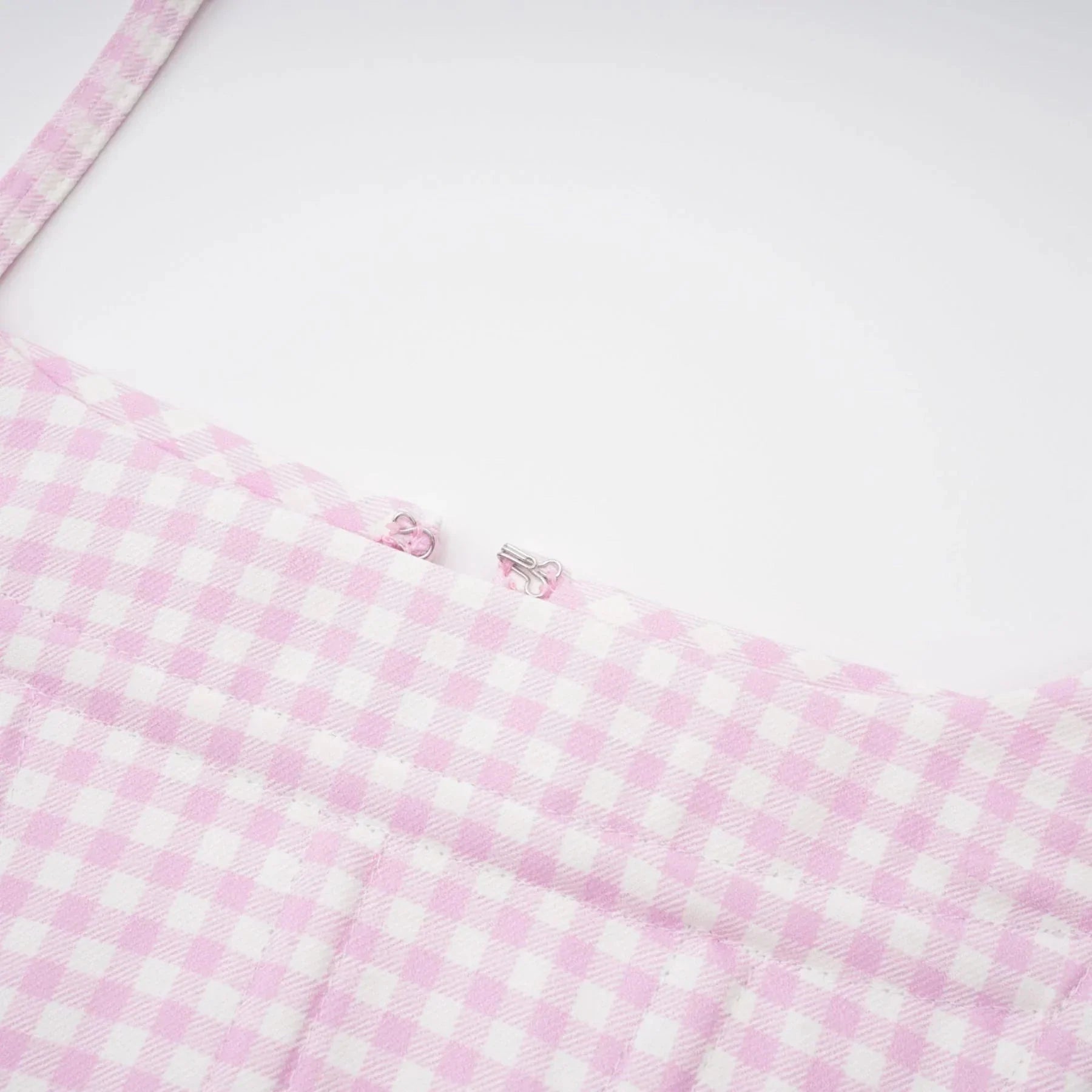 Amelia Virgin Wool Gingham Corset Top and Mini Skirt Set